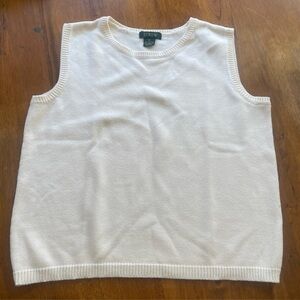 J Crew 100% Cotton Knitwear Preppy Minimalist Cream Sweater Vest Women’s Medium